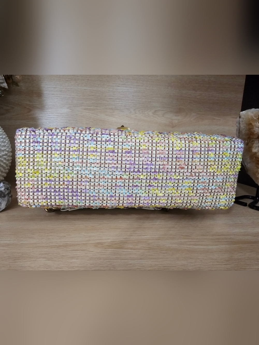 Kurt Geiger London Brixton Mixed Media Tweed Shoulder Bag with Gold Chain. - Picture 13 of 13